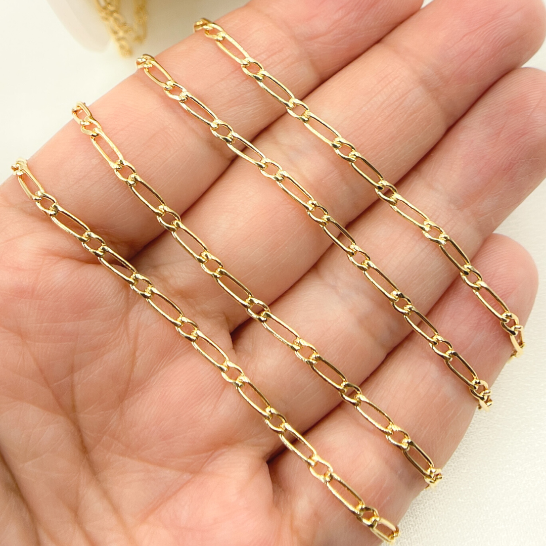 2411CHRGF. 14K Gold Filled Flat Oval & Round Link Curb Chain