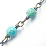 Load image into Gallery viewer, Turquoise Black Rhodium Wire Chain. TRQ16