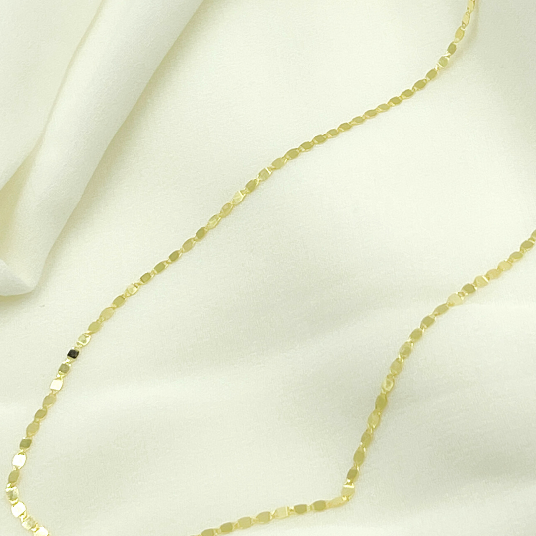 14K Solid Gold Mirror Marina Link Chain