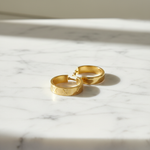Load image into Gallery viewer, GER158. 14K Solid Gold Hollow Flat Hoop with Roman Number