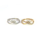 Load image into Gallery viewer, 14k Solid Gold Diamond Flower Cross Band Ring.