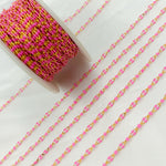 Load image into Gallery viewer, Gold Plated Enamel Sterling Silver Pink Enamel Chain