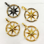 Load image into Gallery viewer, DP696. Diamond Sterling Silver Round Star Pendant with Gemstone