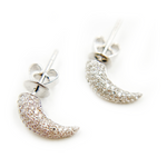 Load image into Gallery viewer, 14k Solid White Gold Diamond Horn Studs Earrings