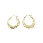 Load image into Gallery viewer, GER147. 14K Gold Chunky Flower Engraved Hollow Hoop