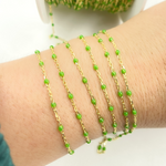 Load image into Gallery viewer, Gold Plated Sterling Silver Enamel Lemon Green Color Chain