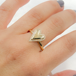 Load image into Gallery viewer, 14K Solid Gold Diamond Statement Heart Ring.