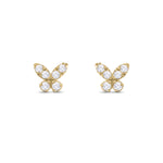 Load image into Gallery viewer, 14K Solid Gold Diamond Butterfly Studs