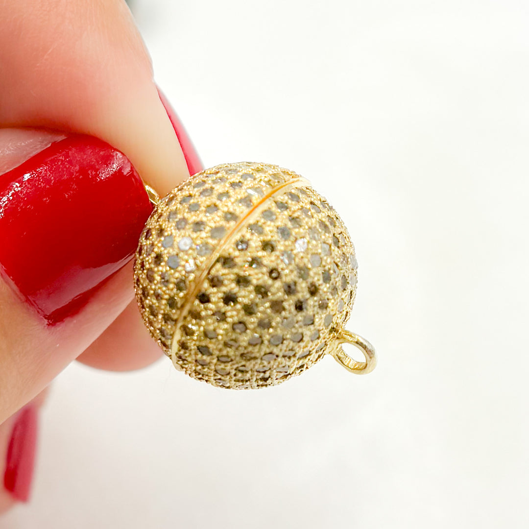 DC477. Diamond Sterling Silver Magnetic Round Clasp