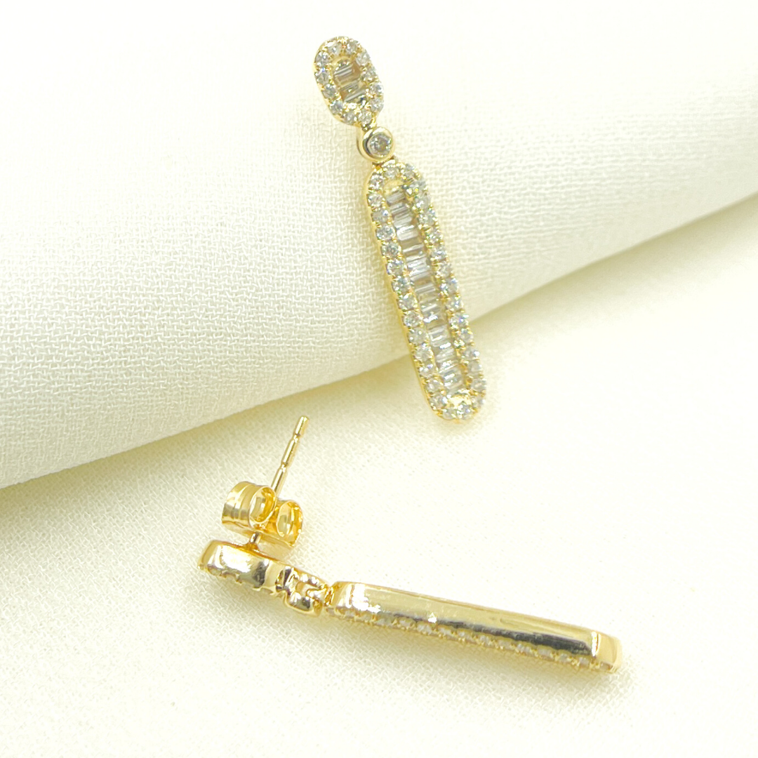 14k Solid Gold & Diamonds Dangle Earrings. EFJ52125