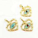 Load image into Gallery viewer, Diamond Sterling Silver Heart Eye Enamel Pendant with Gemstone