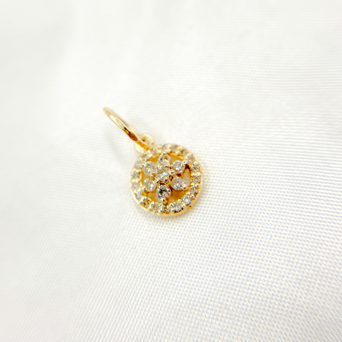 14k Solid Gold Diamond and Gemstone Circle Charm. GDP394