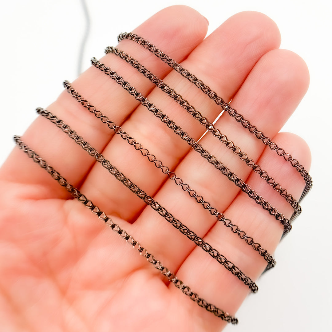 Black Rhodium Sterling Silver Wheat Chain