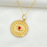 Load image into Gallery viewer, 14K Solid Gold Diamond Evil Eye Circle Charm. GDP436