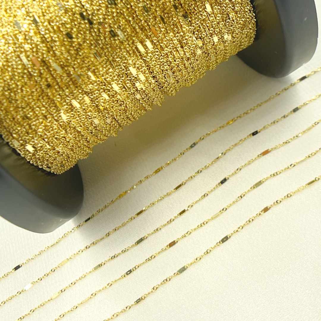 Buy Now 14K Solid Gold Flat Bar & Singapore Link Chain