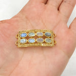Load image into Gallery viewer, Pave Diamond &amp; Sterling Silver Gold Plated Connector with Gemstones. DC973
