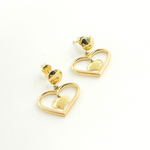 Load image into Gallery viewer, GER115. 14K Gold Dangle Earring with Two Hearts