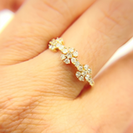 Load image into Gallery viewer, 14K Solid Gold Diamond Flowers Band Ring.