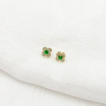 Load image into Gallery viewer, ER418575. 14K Solid Gold Diamond and Gemstone Flower Studs