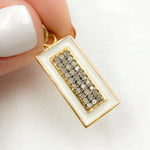 Load image into Gallery viewer, Shop Now Diamond Sterling Silver Rectangle Enamel Pendant