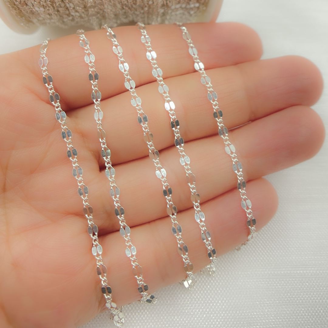 V185SS. Sterling Silver Flat Marina Link Chain