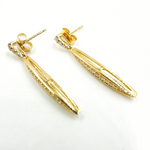 Load image into Gallery viewer, EFE51758. 14K Solid Gold and Diamonds Dangle Earrings