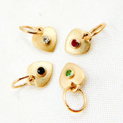 14K Solid Gold Heart Charm with Gemstone
