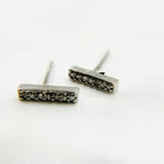 Load image into Gallery viewer, DE042. Diamond Sterling Silver Bar Studs