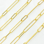 Load image into Gallery viewer, Gold Plated Diamond Cut & Smooth Paperclip Chain