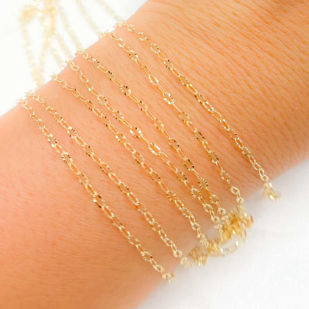 14k Solid Gold Diamond Cut Oval Link Chain