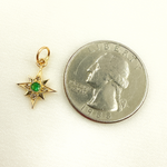 Load image into Gallery viewer, 14K Solid Gold Diamond & Emerald Star Charm. GDP274
