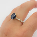 Load image into Gallery viewer, Shop 14K Solid Yellow Gold Oval Blue Sapphire and Diamonds Fancy Ring