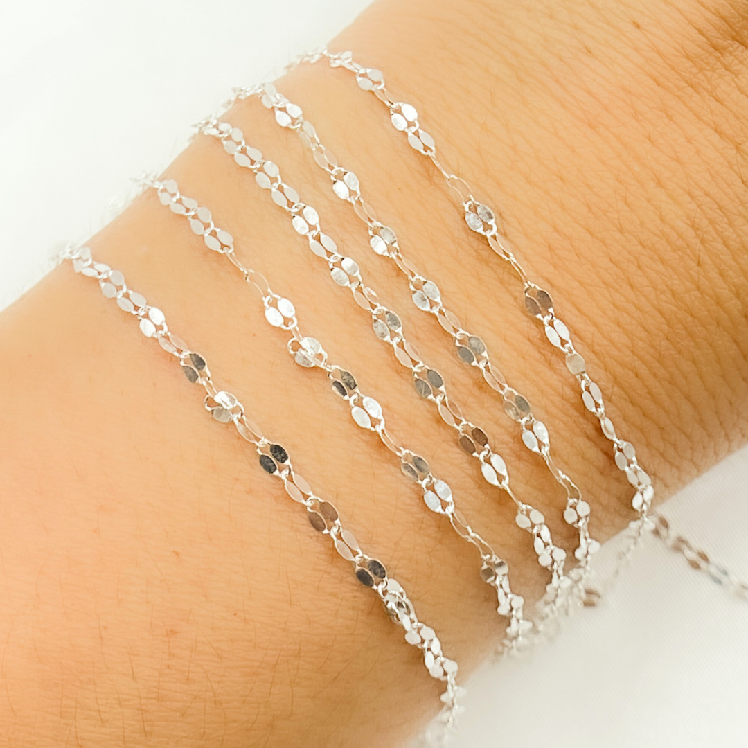 V197SS. Sterling Silver Flat Marina Link Chain