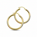 Load image into Gallery viewer, GER56. 14K Solid Tri-Color Gold Round Hollow Hoop Earrings β Classic Hoops