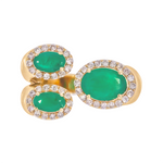 Load image into Gallery viewer, 14K Solid Gold Diamond and Emerald Three Ovals Ring