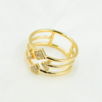 Load image into Gallery viewer, 14k Solid Gold Diamond Arrows, Heart and Rhomb Ring.