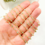 Load image into Gallery viewer, Coated Green Quartz Gold Plated Wire Chain. CQU36
