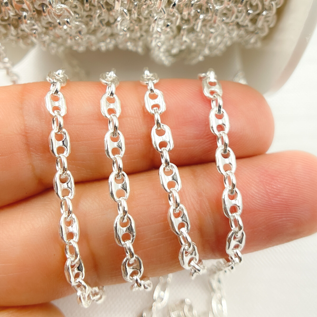 V174SS. Sterling Silver Marina and Cable Link Chain