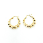 Load image into Gallery viewer, GER145. 14K Hollow Gold Textured Hoop Earrings
