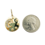 Load image into Gallery viewer, KG32. 14K Solid Gold with Diamonds Circle Shape with Moon & Stars Charm