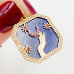 Load image into Gallery viewer, KG301. 14K Solid Gold Hands Octagon Pendant.