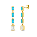 Load image into Gallery viewer, EFI51973TQ. 14k Solid Gold Diamond and Turquoise Dangle Earrings