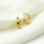 Load image into Gallery viewer, GER108. 14K Solid Gold Hoop with Flat and Curb section