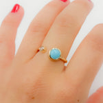 Load image into Gallery viewer, 14k Gold Round Turquoise and Diamond Ring