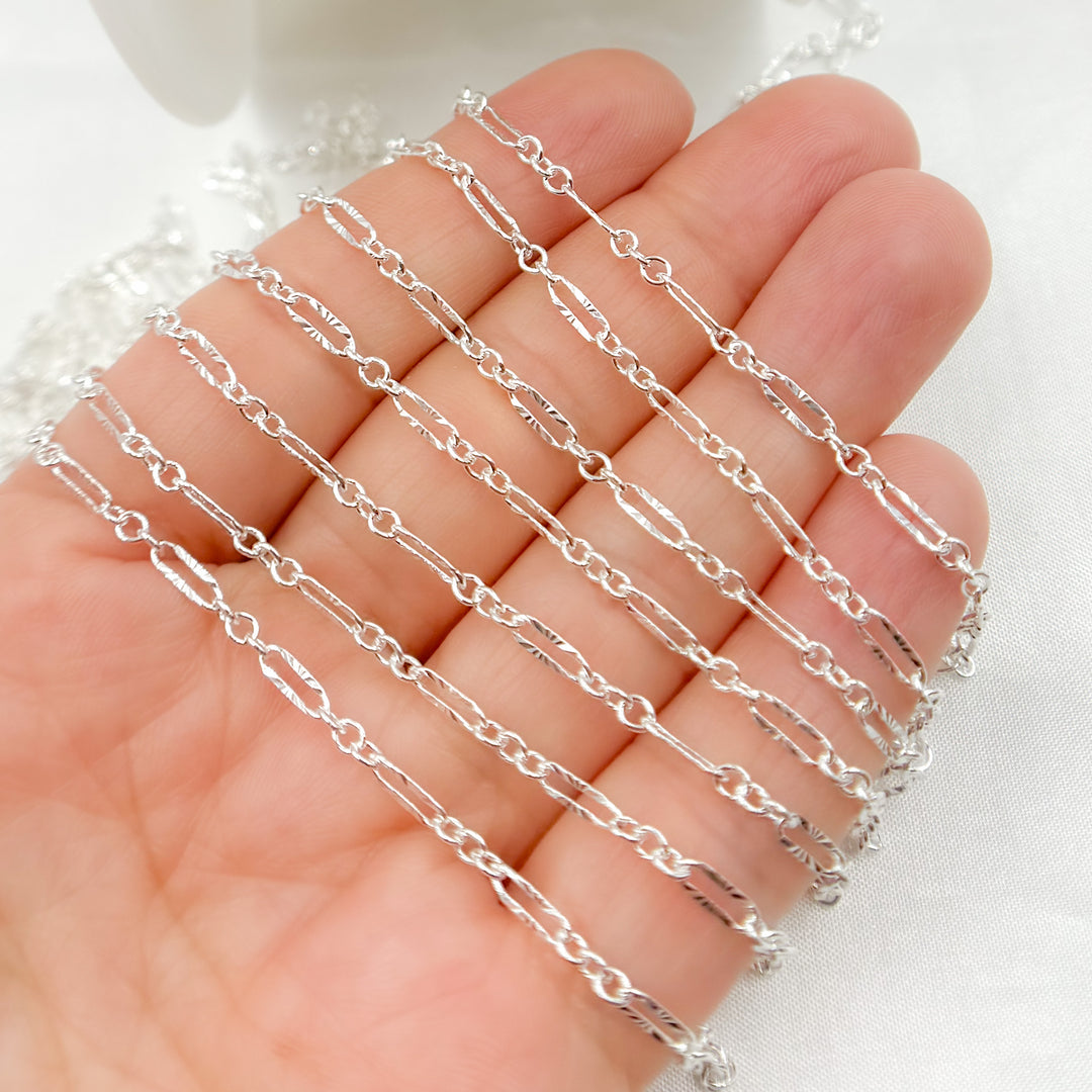 Silver Diamond Cut Marina Link Chain