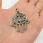 Load image into Gallery viewer, DP2005. Diamond Sterling Silver Hamsa Pendant with Gemstone