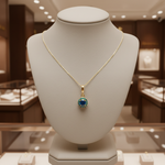 Load image into Gallery viewer, CMF00358B. 14K Solid Gold Blue Natural Diamond Round Charm