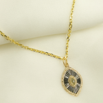 Load image into Gallery viewer, KSG37. 925 Sterling Silver Black Rhodium with Diamonds Eye Shape Charm