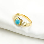 Load image into Gallery viewer, 14K Solid Yellow Gold Turquoise Ring.