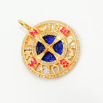 Load image into Gallery viewer, KG177. 14K Solid Gold Compass Round Pendant